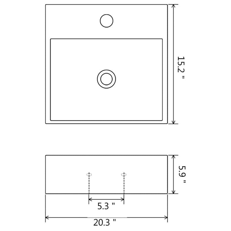 vidaXL Basin with Faucet Hole Ceramic Black 20.3"x15.2"x5.9"-4