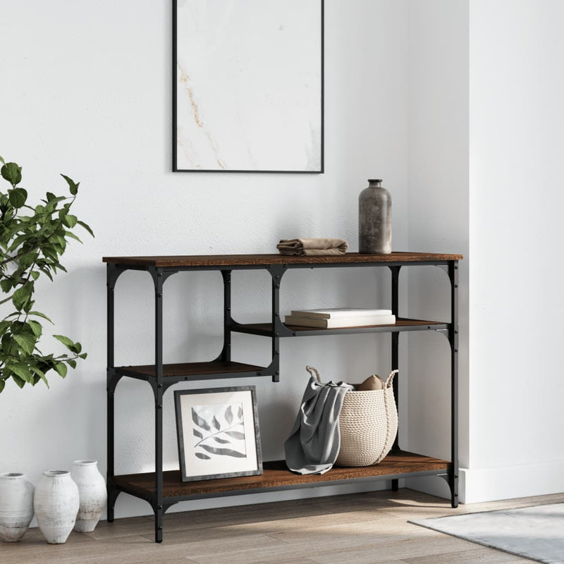 vidaXL Console Table with Shelves Behind Sofa Entry Desk Living Room Furniture-0
