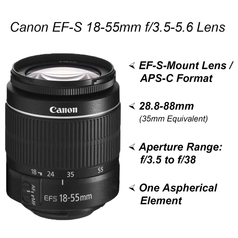 Canon EOS 4000D / Rebel T100 DSLR Camera + EF-S 18-55Mm Lens + Sandisk 64GB Memory Card +  Bundle - Puck's