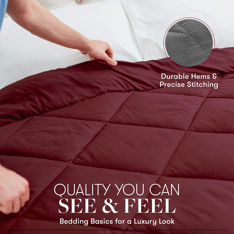 Beckham Hotel Collection Goose down Alternative Reversible Comforter - All Season - Premium Quality Luxury Hypoallergenic Comforter - Full/Queen - Grey/Black - Puck's