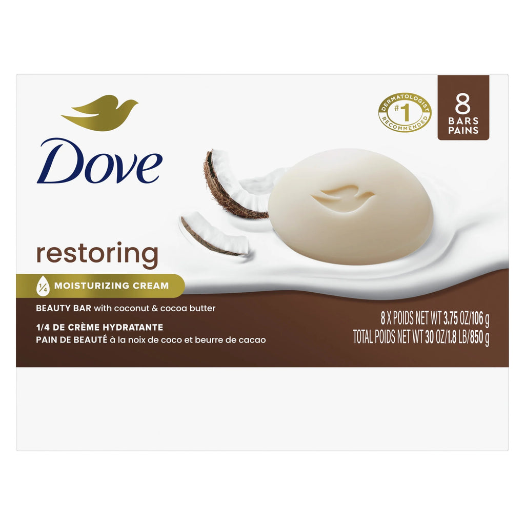 Beauty Bar Soap for Women Restoring Coconut & Cocoa Butter All Skin, 3.75 Oz 8 Bars - Puck's