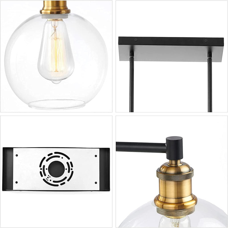 Pendant Lighting for Kitchen Island, Farmhouse Light Fixture, Hanging Table Lighting over Island with 5-Light round Glass Cover for Dinning Room,Breakfast Bar… - Puck's