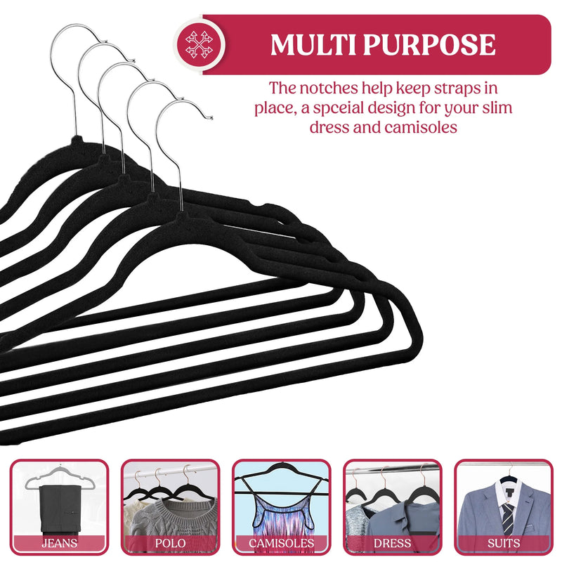Lux Decor Collection Black Velvet Hangers Space Saving and Non-Slip Hangers - 30 Pack - Puck's