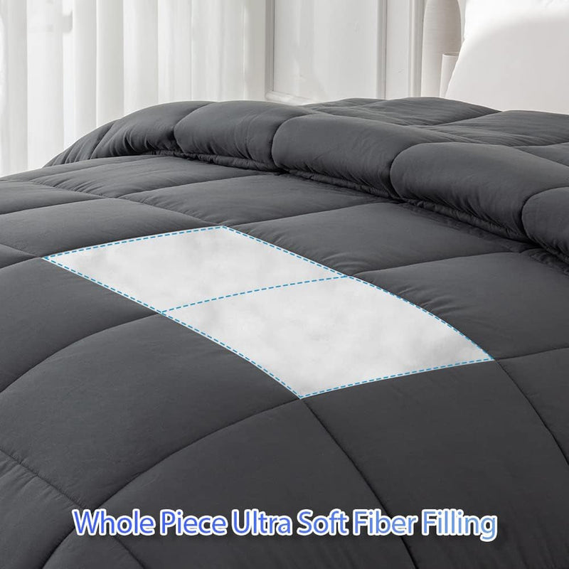 California King Comforter Duvet Insert - All Season Dark Grey Comforters Cal King - Quilted down Alternative Bedding Comforter with Corner Tabs - Winter Summer Fluffy Soft - Machine Washable - Puck's