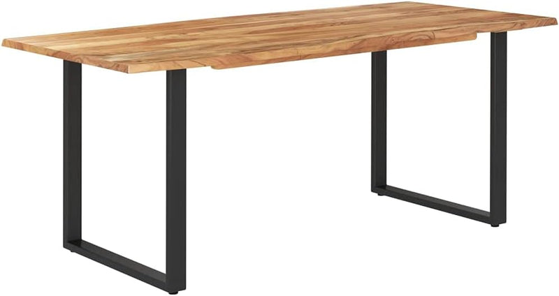 Dining Table with Solid Acacia Wood Table Top and Metal Black Table Leg for Kitchen,Dining Room Home Furniture 70.9"X35.4"X29.9"(Lxwxh) - Puck's