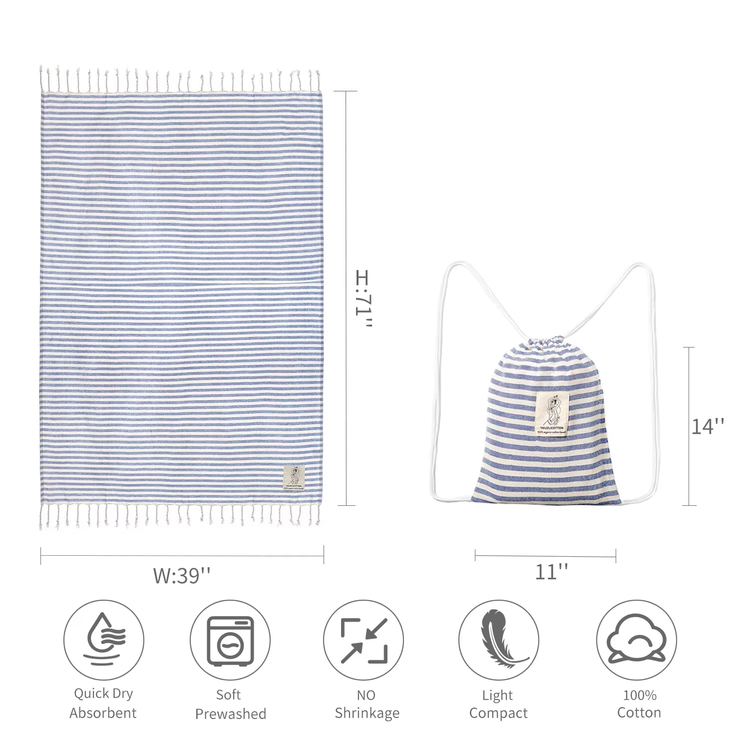 YEUZLICOTTON Hot Sale Luxury Striped Tassel 100% Cotton Sauna Spa Bath Towel for Home 100*180CM Travel Turkish Large Beach Towel - Puck's
