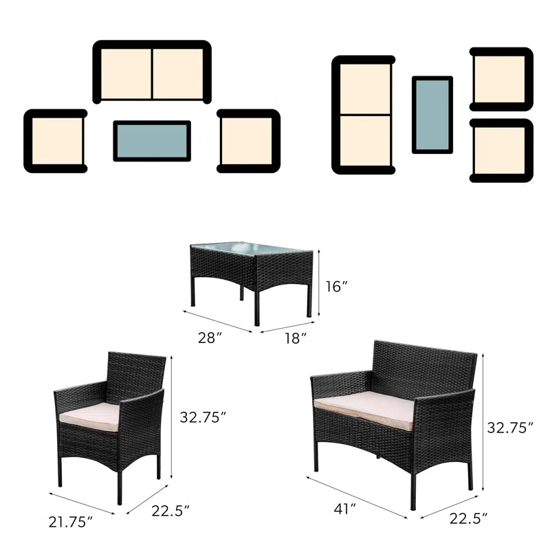 4-Person Outdoor Seating Group with Cushions