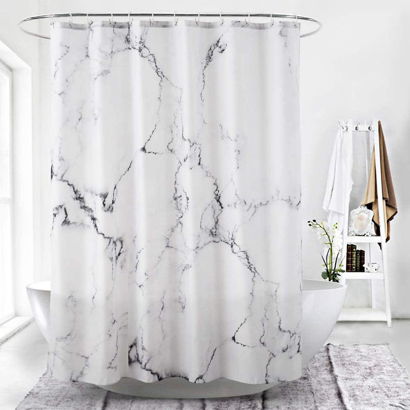 Marble Bathroom Shower Curtain,Grey and White Fabric Shower Curtain with Hooks,Unique 3D Printing,Decorative Bathroom Accessories,Water Proof,Reinforced Metal Grommets,Standard 72X72 Inches - Puck's