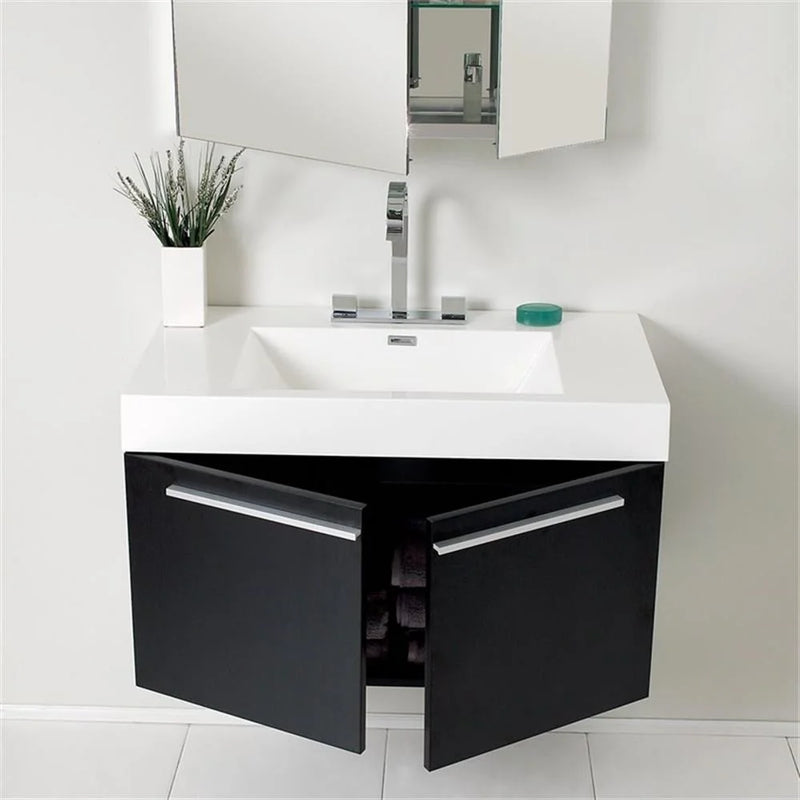 Vista 36"Black Bathroom Vanity & Medicine Cabinet - Puck's