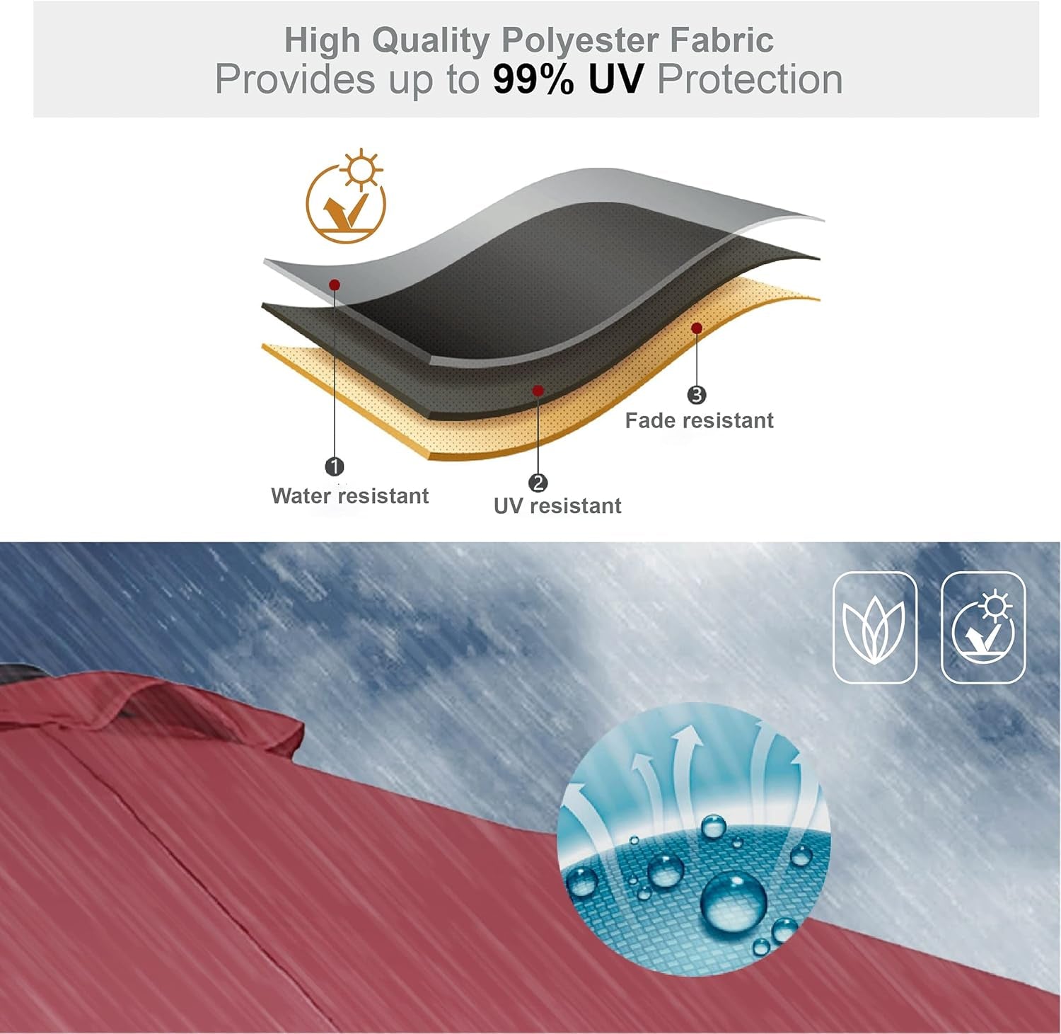 15Ft Large Patio Umbrella with Base, Double-Sided Outdoor Umbrella, Wine - Puck's