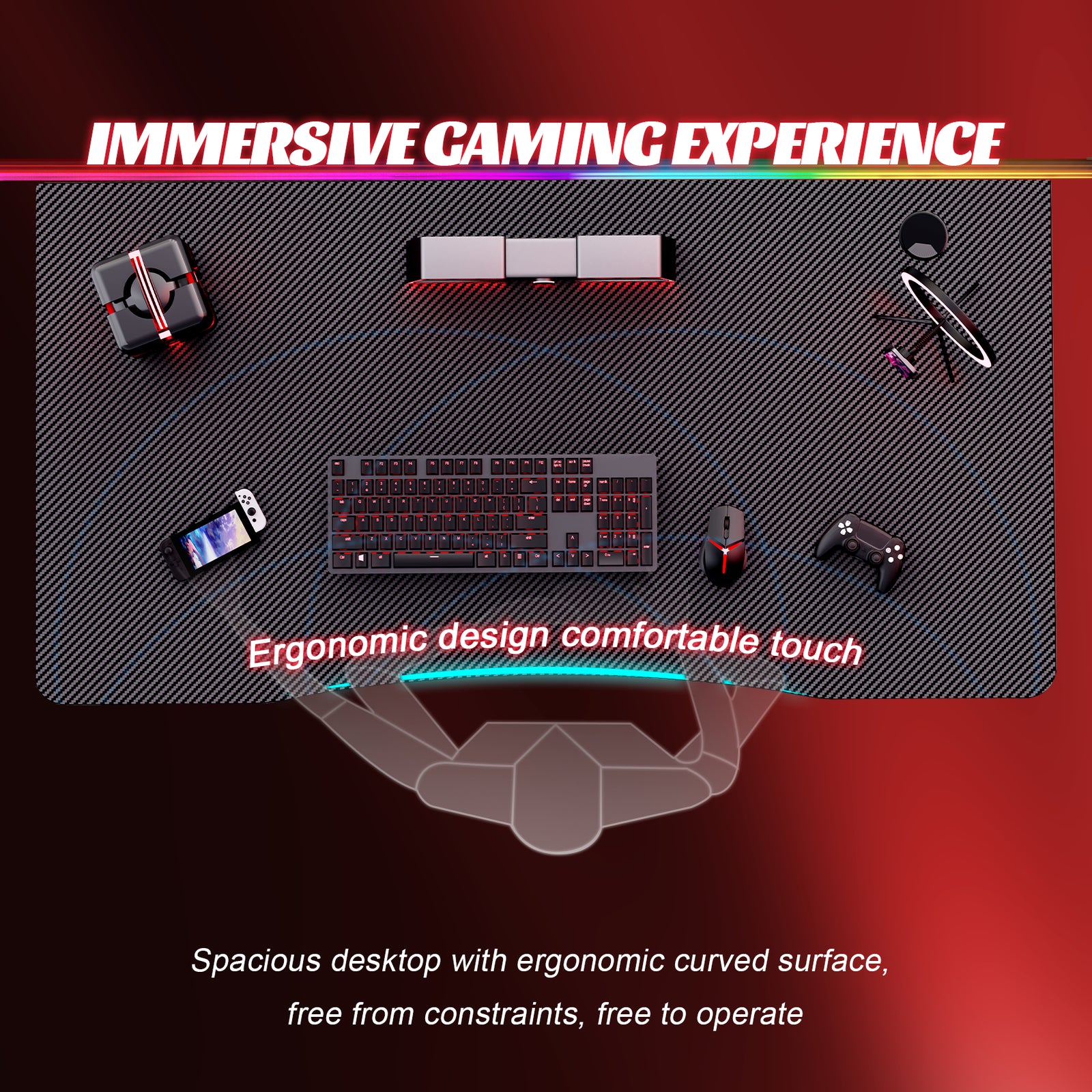 HLDIRECT 32/40/47/55 Inch Gaming Desk Gamer Table Computer Desk PC Workstation - Puck's