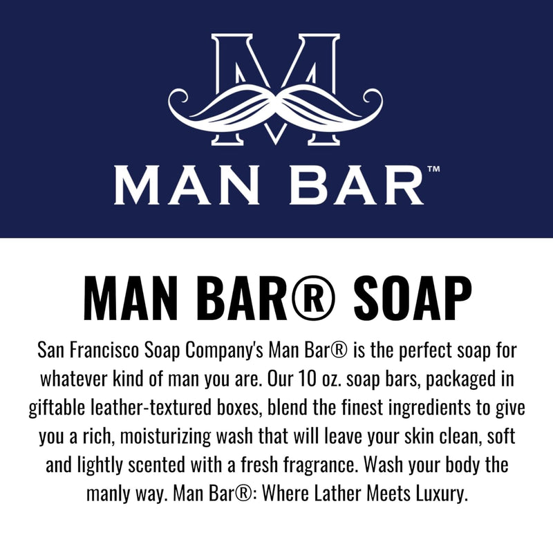 San Francisco Soap Co Man Bar 3-Piece Gift Set - No Harmful Chemicals - Good for All Skin Types - Made in the USA - Puck's