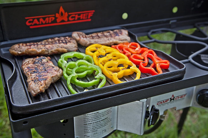 Reversible Griddle - Cast Iron Griddle for Outdoor Cooking & Camping Gear - 14" - Puck's