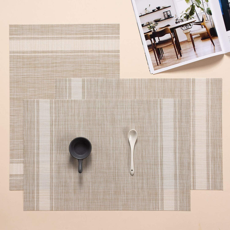 AHHFSMEI Placemats for Dining Table Set of 4 Woven Vinyl Plastic Place Mats Non- - Puck's