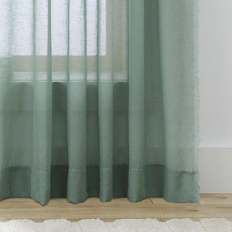 Solid Fringe Rod Pocket Curtain, Single Panel, Green River, 50" W X 84" L - Puck's