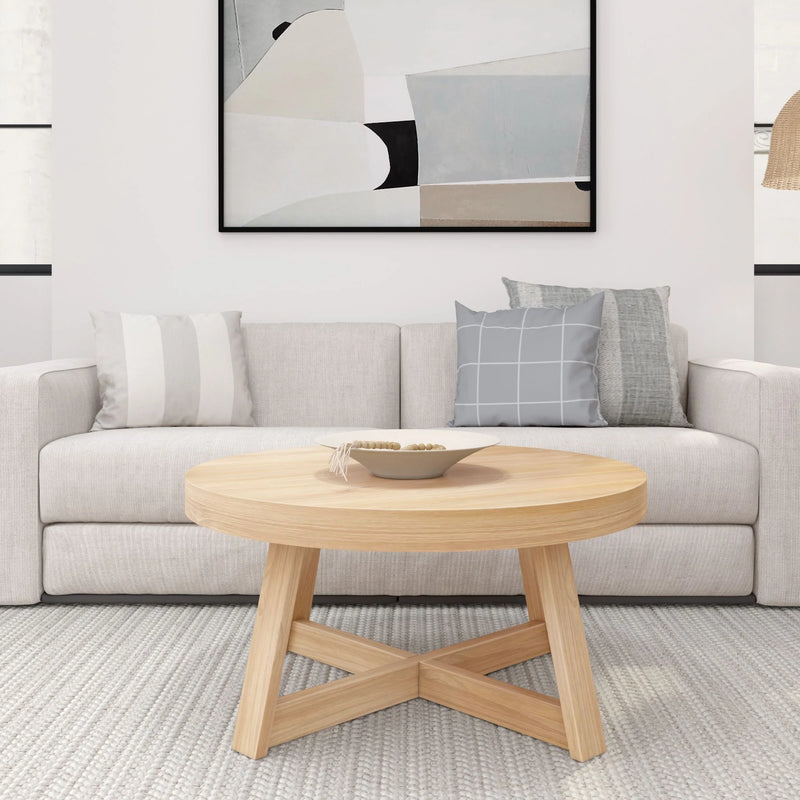 Classic Solid Wood round Coffee Table, 36" Farmhouse Table for Living Room - Puck's
