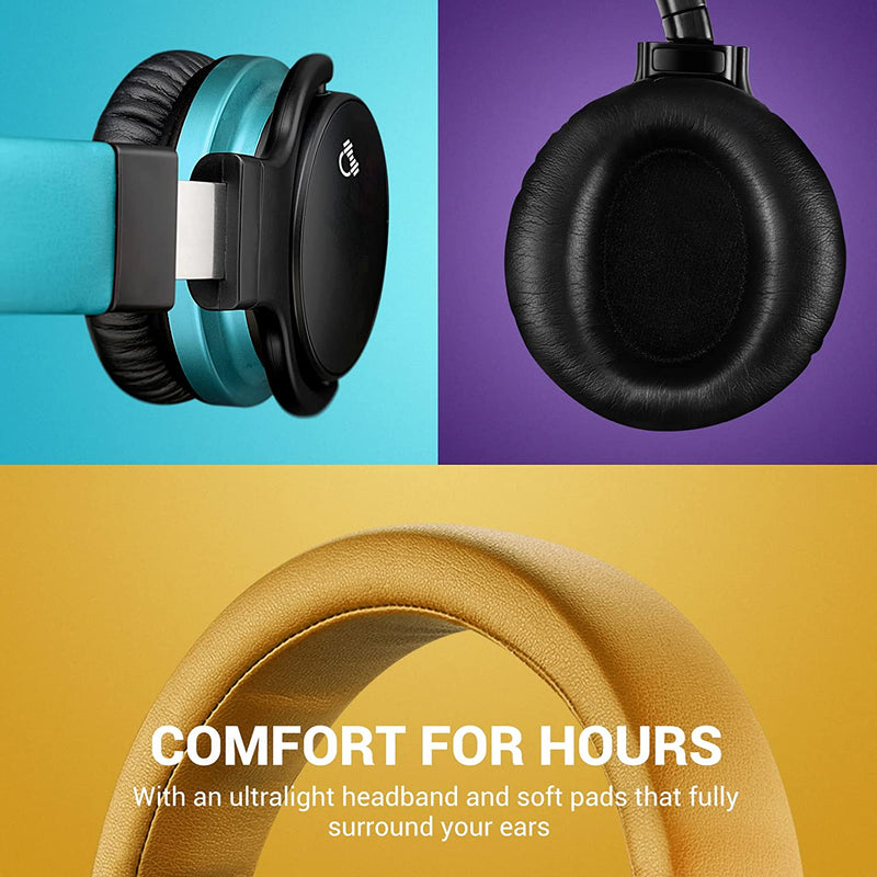 E7 Active Noise Cancelling Headphones Bluetooth Headphones Wireless Headphones over Ear with Microphone Deep Bass, Comfortable Protein Earpads, 30 Hours Playtime for Travel/Work, Yellow - Puck's