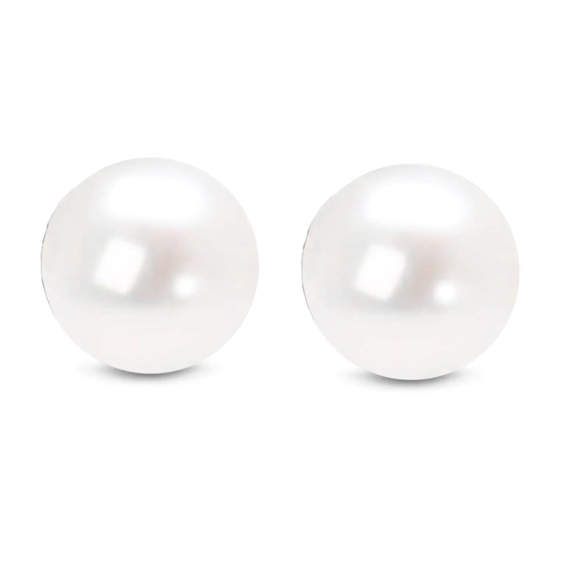 14K Gouden Ronde Witte Zoutwater Akoya Gekweekte Parel Stud Oorbellen AAA+ Kwaliteit - Keuze uit MM Maat - Puck's