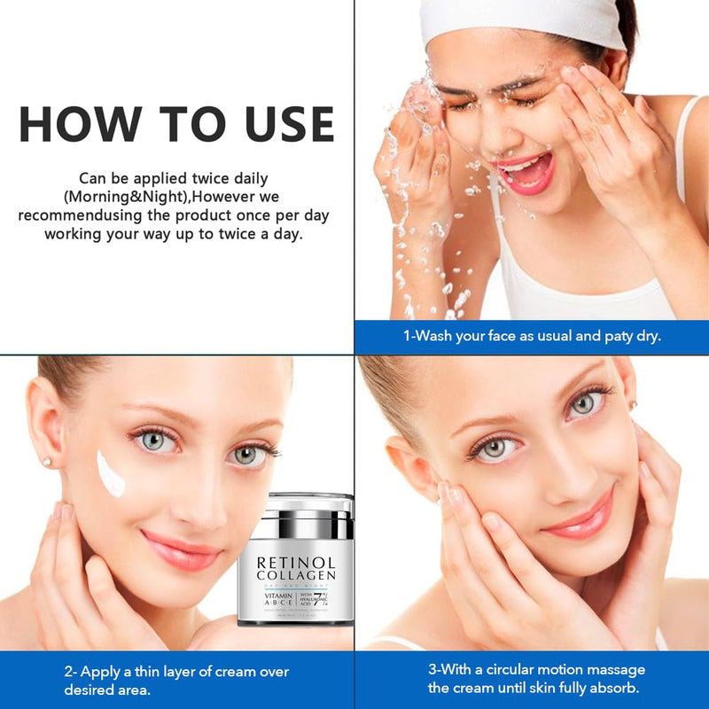 Collagen, Retinol & Hyaluronic Acid Face Cream - Anti-Aging Face Moisturizer Cream for Neck & Body Tightening Skin, Daily Moisturizer Face Cream for Women and Men - 1.7 Fl.Oz. - Puck's