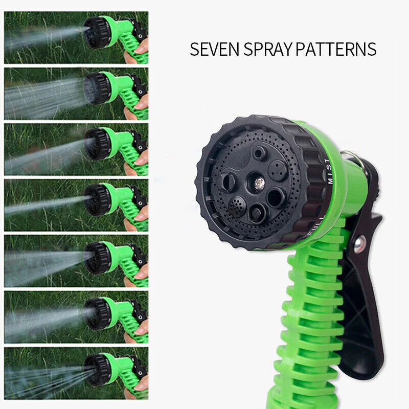 Expanding Expandable Flexible Garden Water Hose W Spray Nozzle 25, 50, 75, 100FT - Puck's