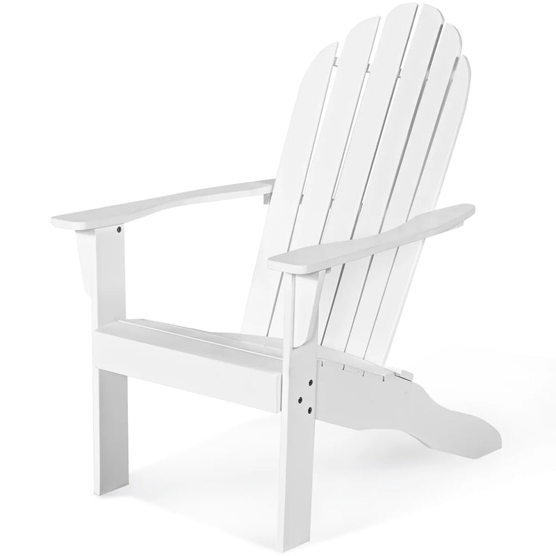 Outdoor Adirondack Chair Accent Chair Solid Wood Durable Patio Garden Furniture White - Puck's