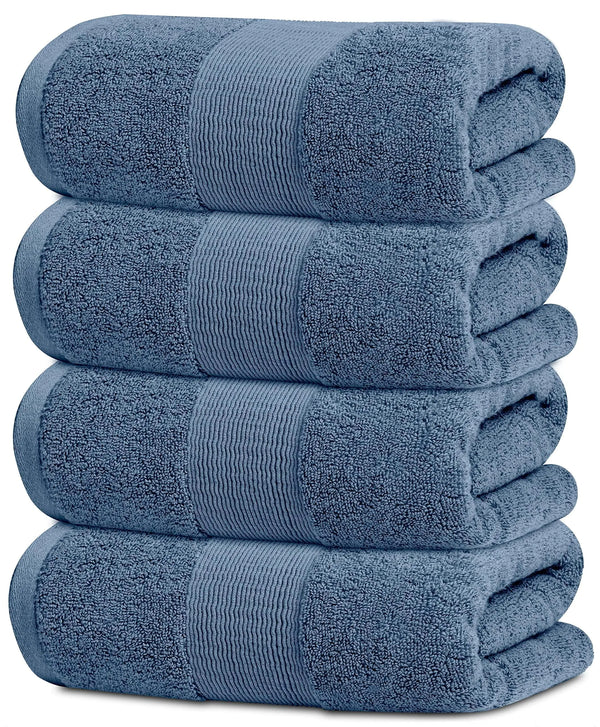 4 Pack Resort Collection Soft Bath Towels 28x55 in Luxury Plush Cotton Blue - Puck's
