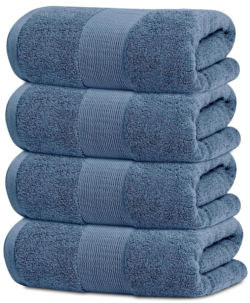 4 Pack Resort Collection Soft Bath Towels 28x55 in Luxury Plush Cotton Blue - Puck's