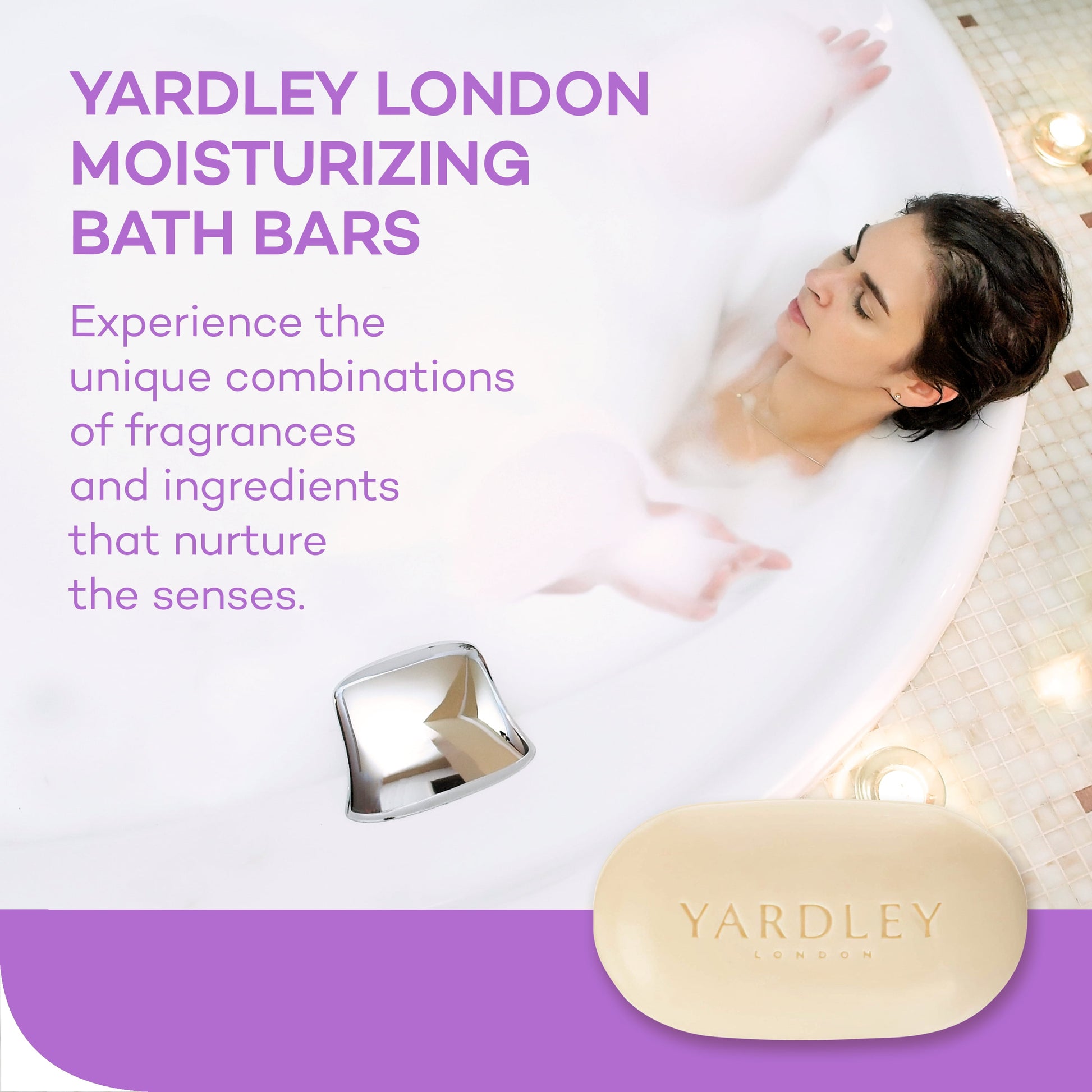 (Pack of 3)  English Lavender Nourishing Bath Bar, 4.0 Oz Bar - Puck's
