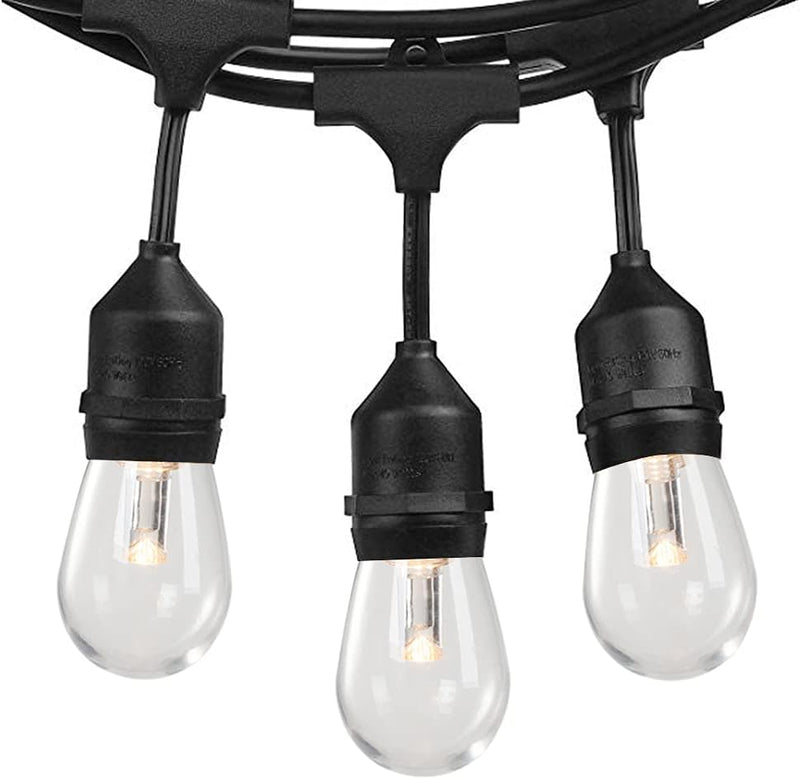 48Ft LED Outdoor String Lights with 0.9W Shatterproof Bulbs for Patio, Backyard, Porch, Commercial Light String - Puck's