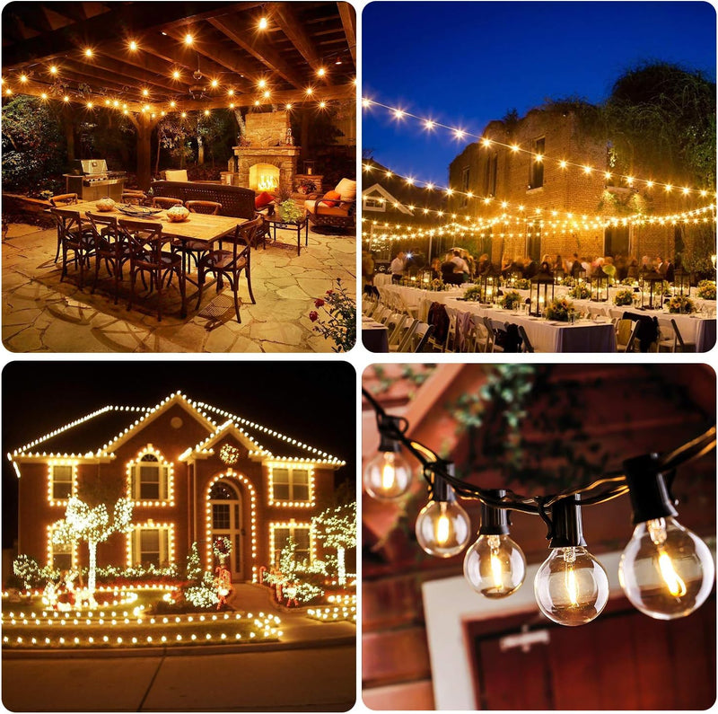 50FT LED G40 Globe String Lights, Shatterproof Outdoor Patio String Lights with 50+2 Dimmable Edison Bulbs, 50 Backyard Hanging Bistro Light Waterproof for Balcony Party Wedding Market Cafe - Puck's