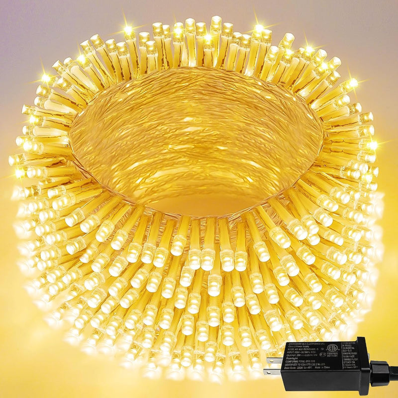 Extra-Long 66FT String Lights Outdoor/Indoor, 200 LED Super Bright Christmas Lights for Bedroom, Waterproof 8 Modes Plug in Twinkle Fairy Light for Classroom Christmas Tree Decorations (Warm White) - Puck's
