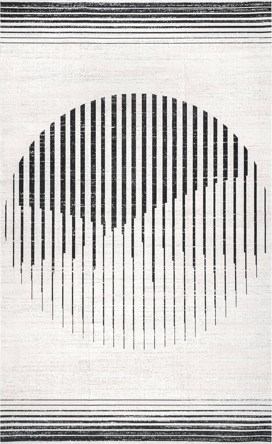 Francesca Machine Washable Contemporary Moon Ultra Thin Area Rug, 6' X 9', Grey - Puck's