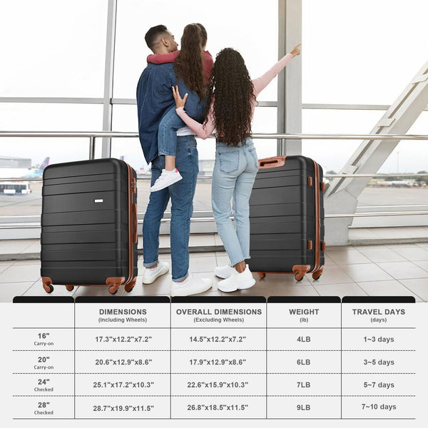 5-Piece Luggage Set with Expandable Travel Bag - Includes 16", 20", - Puck's