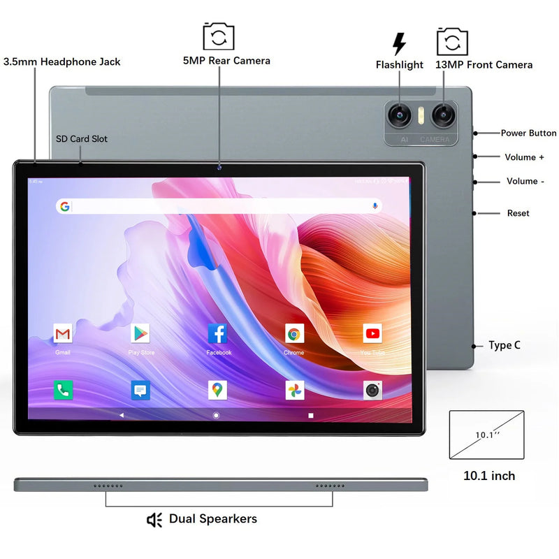 Tablet 10Inch Tablet,Android 14 Tablet,64Gb ROM 8GB Ram,Wifi 6,Octa-Core 5G Wifi,Widevine L1,Wireless Projection,Bluetooth,Dual Camera,7000Mah Battery,Hd Screen,2024 Newest Tablet with Keyboard,Black - Puck's