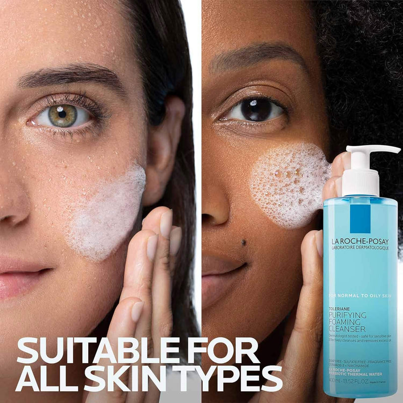 Toleriane Purifying Foaming Facial Cleanser, Niacinamide + Ceramides + Prebiotic Thermal Water, Oil Free Face Wash for Oily Skin, Pore Cleanser Safe for Sensitive Skin, Soap Free - Puck's
