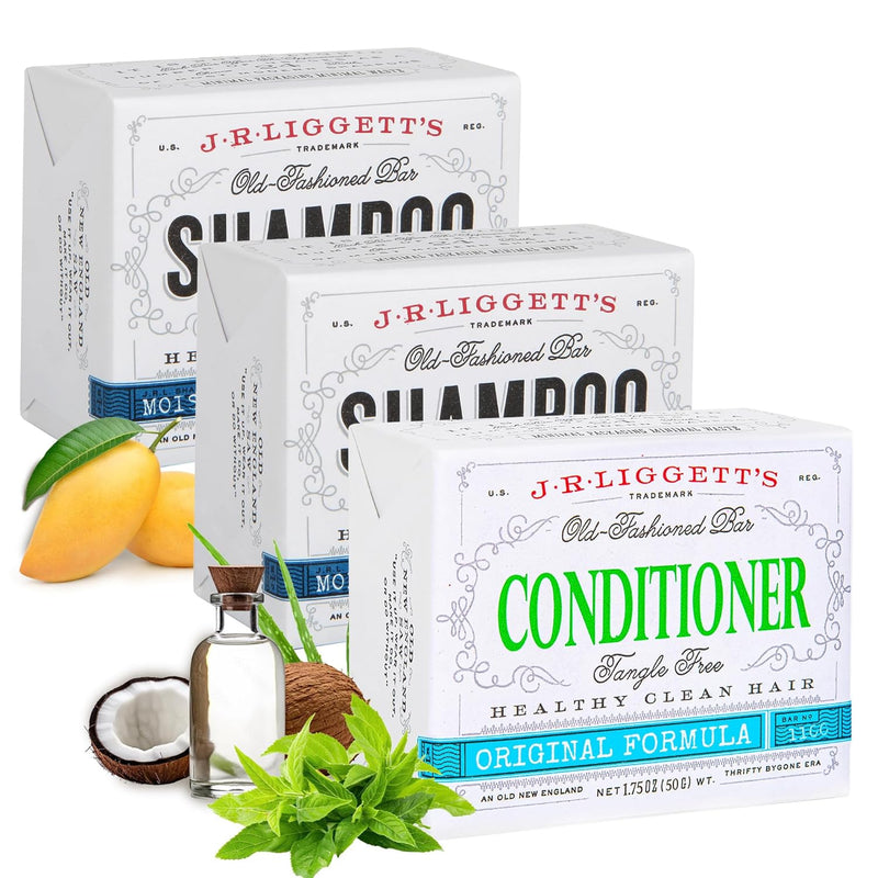 New Conditioner Bar 1.75Oz + Two Moisturizing Formula Shampoo Bars 3.5Oz Bundle | All-Natural Ingredients for Hair Clean, Soft, Tangle-Free | Eco-Friendly Biodegradable Made in the USA - Puck's