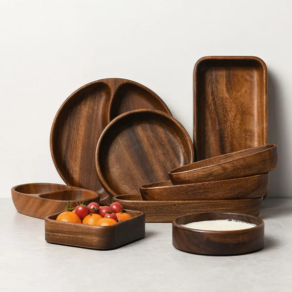 Wooden Plate Square Tray Dessert Salad Plate Halloween Party Fruit Plate Home Kitchen Utensils Japanese Tableware - Puck's