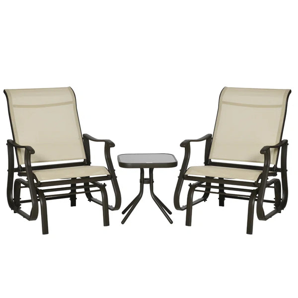 2-Person Gliding Rocking Chairs & Bistro Tea Table Garden Swing Seat Patio - Puck's