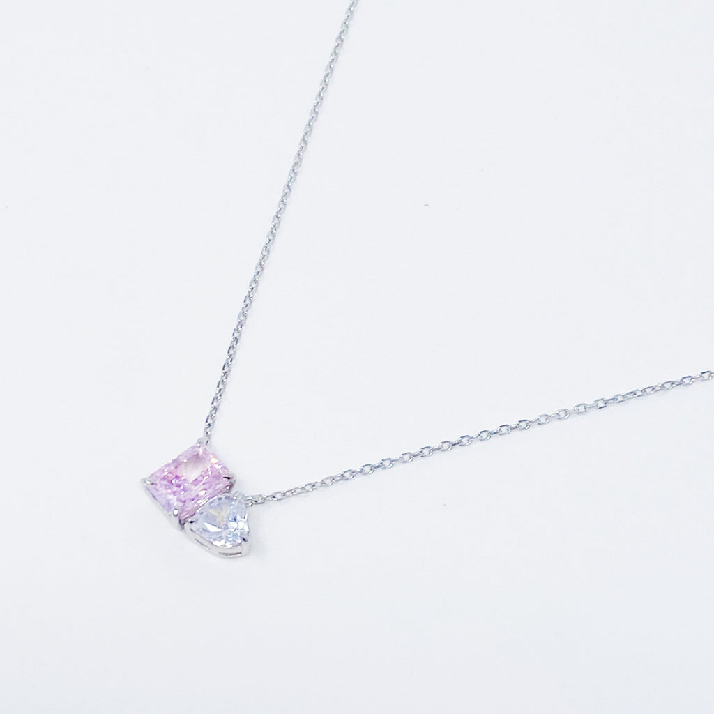 Double Stone Pendant Sterling Silver Necklace - Puck's