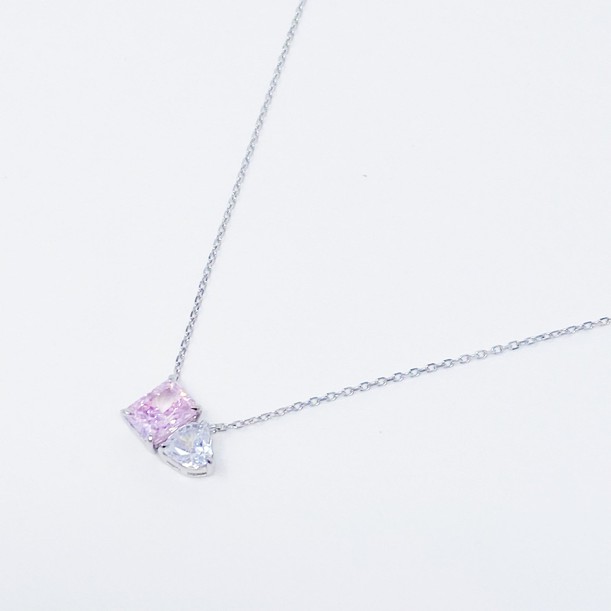 Double Stone Pendant Sterling Silver Necklace - Puck's