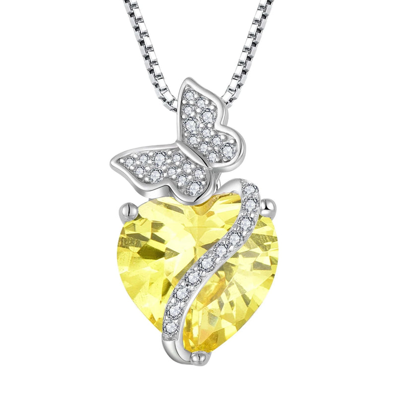 Sterling Silver November Birthstone Heart Necklace Butterfly Pendant Jewelry Gift for Women - Puck's