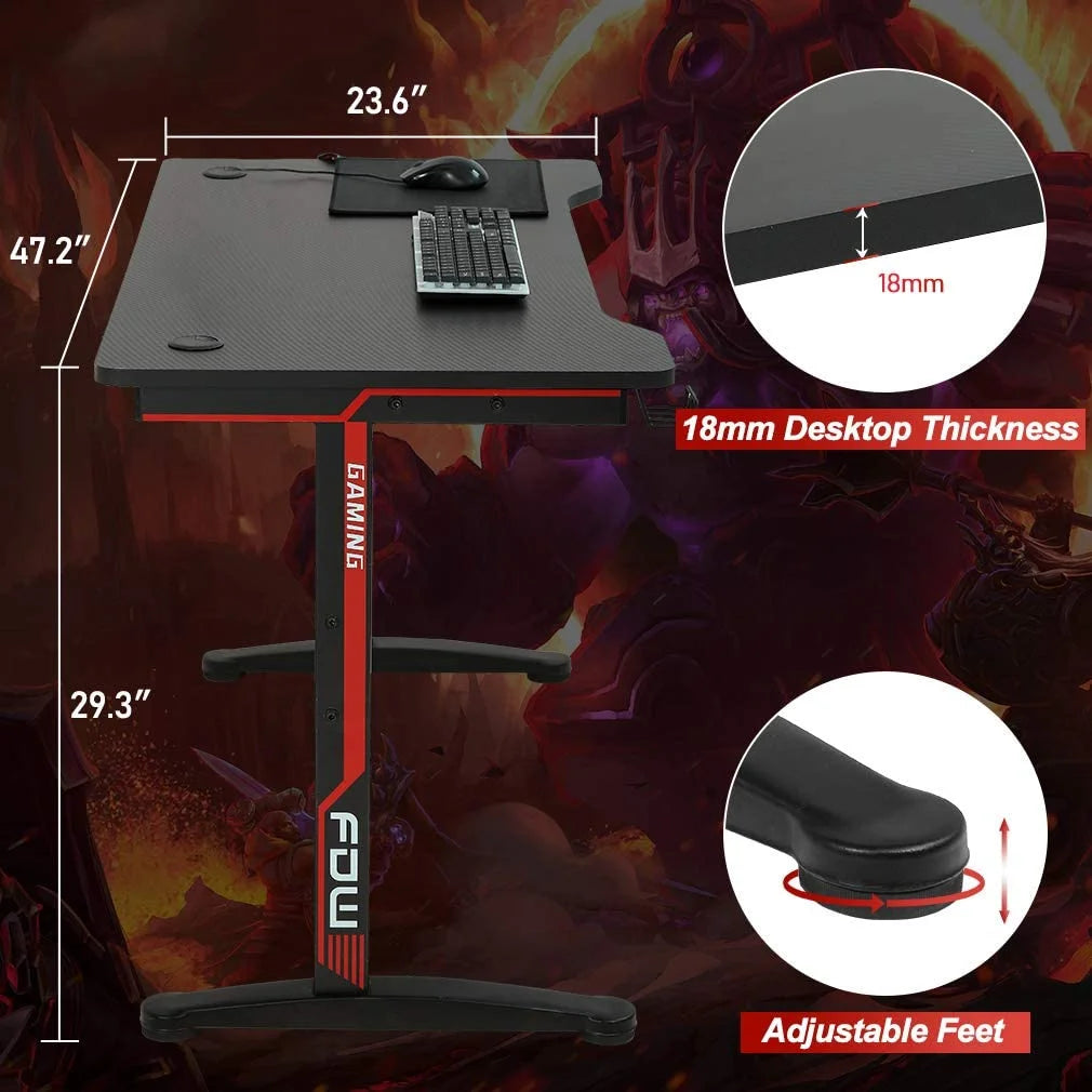Gaming Desk Computer Desk Home Office Desk with Cup Holder Headphone Hook - Puck's