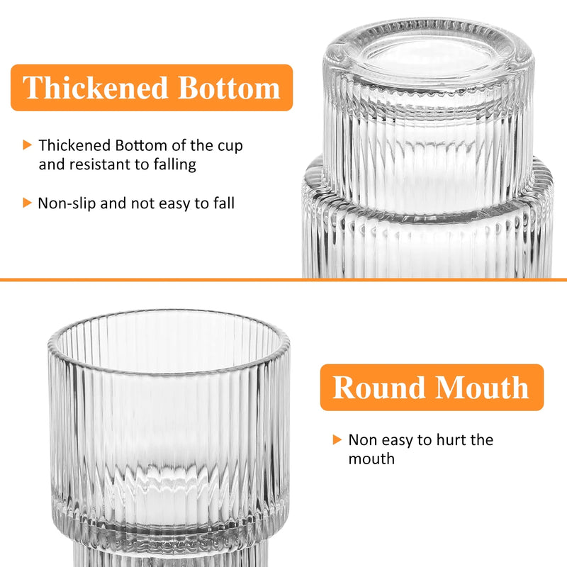 12 Oz Stackable Ribbed Beverage Glasses (Set of 8) - Puck's