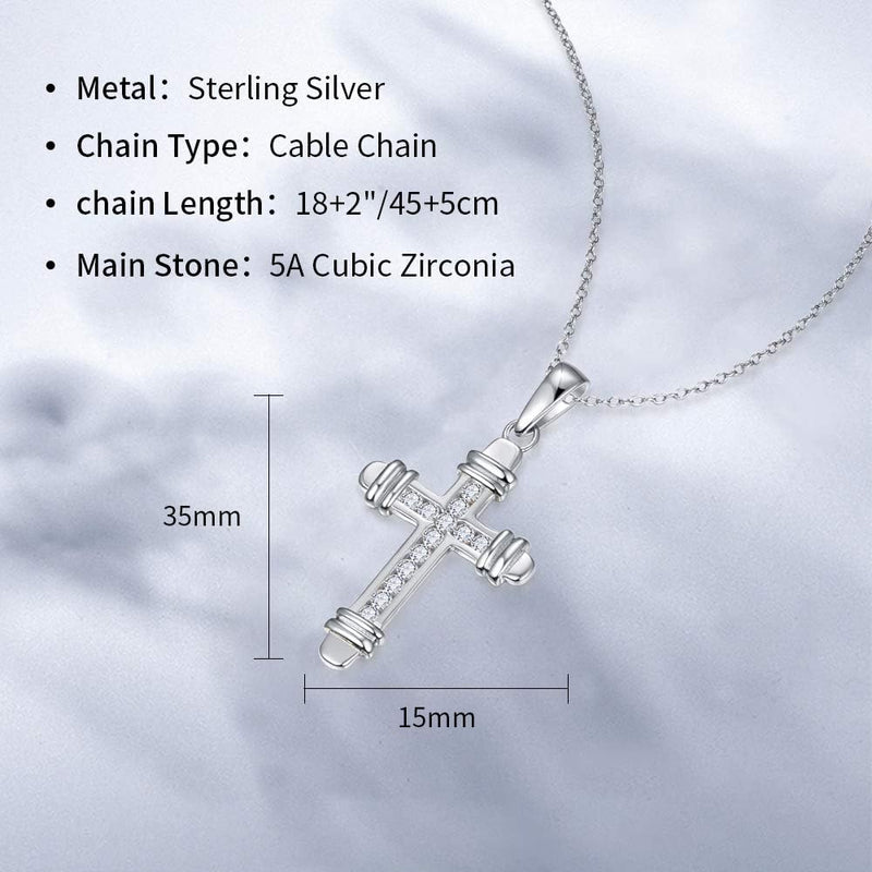 925 Sterling Silver Cross Pendant Necklace for Women Cubic Zirconia Cross Necklaces 18" - Puck's