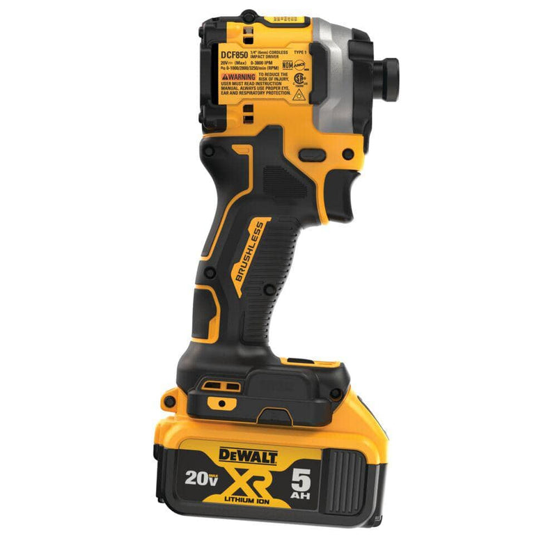 ATOMIC 20V MAX Lithium-Ion Cordless 1/4 In. Brushless Impact Driver Kit, 5 Ah Battery, Charger, and Bag - Puck's