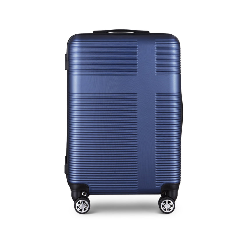 3 Piece Luggage Sets with TSA Lock ABS, Durable Luggage Set, Lightweight Suitcase with Hooks, Spinner Wheels, Cross Stripe Luggage Sets 20In/24In/28In(Dark Blue) - Puck's