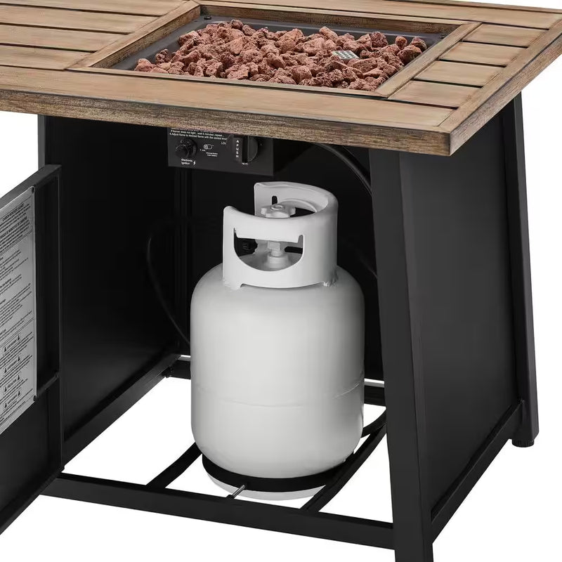 Fordham 46 In. B 45000 Btu Bruin Staal Propaan Openlucht Brandkuil Tafel met Lavastenen - Puck's