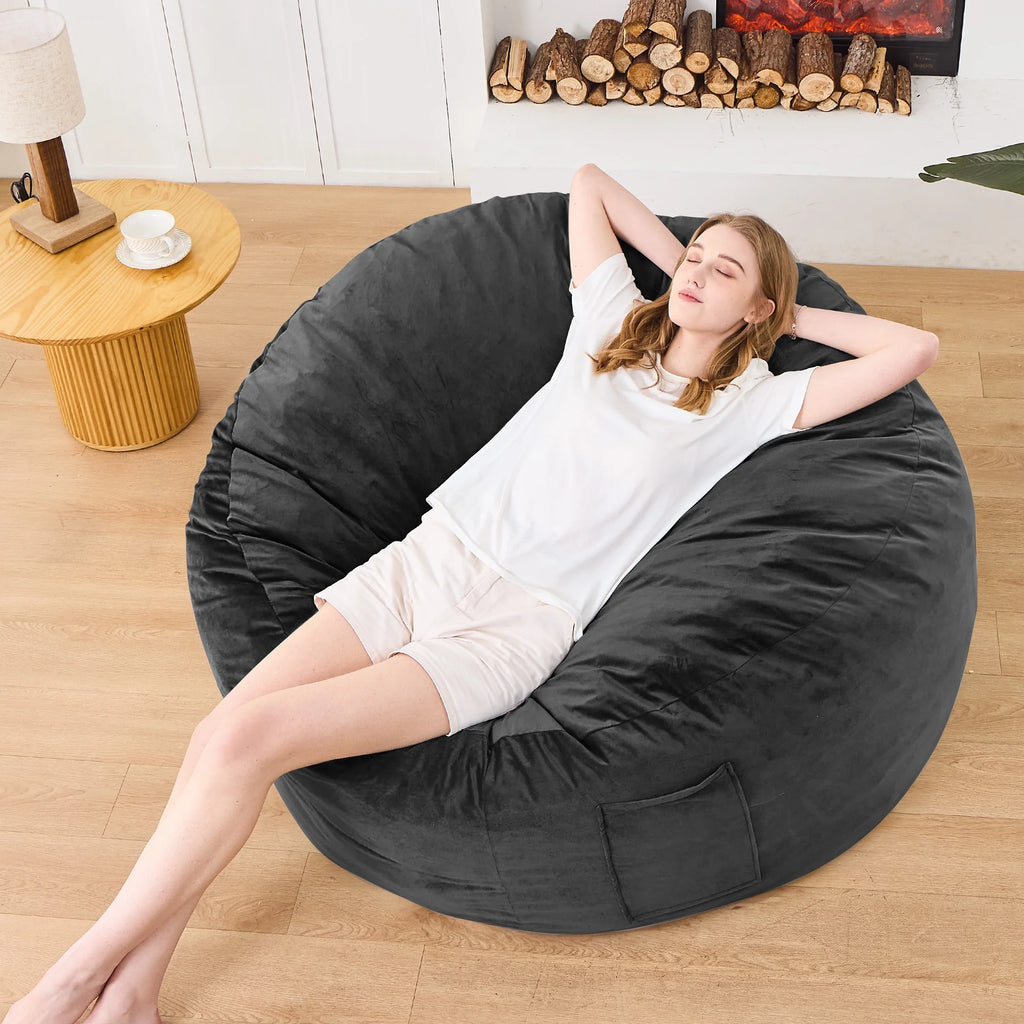 Bean Bag Chair Stuffed Memory Foam for Adults，X-Large Size Beanbag Sofa，5 Ft