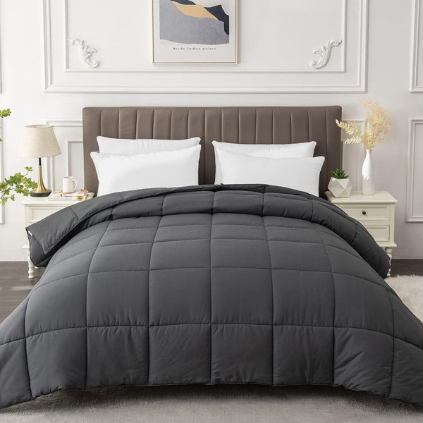 California King Comforter Duvet Insert - All Season Dark Grey Comforters Cal King - Quilted down Alternative Bedding Comforter with Corner Tabs - Winter Summer Fluffy Soft - Machine Washable - Puck's