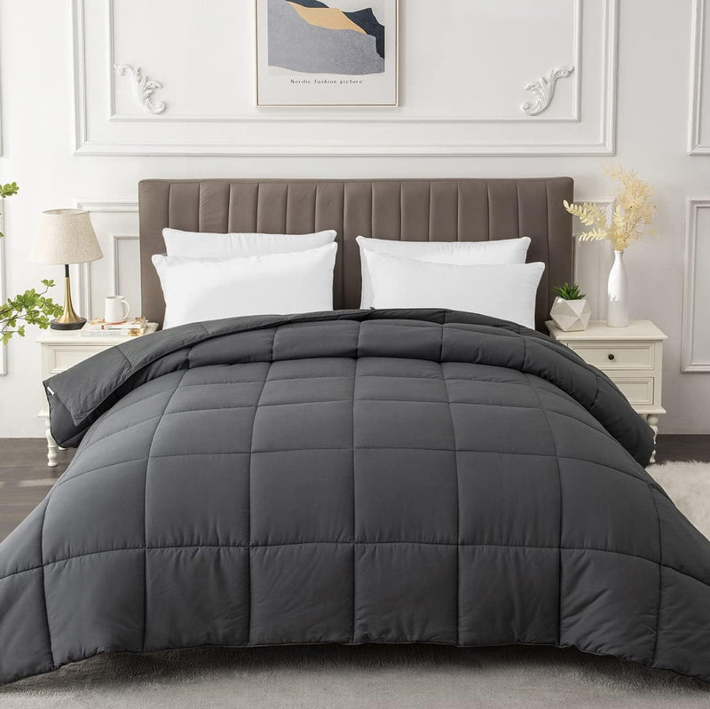 California King Comforter Duvet Insert - All Season Dark Grey Comforters Cal King - Quilted down Alternative Bedding Comforter with Corner Tabs - Winter Summer Fluffy Soft - Machine Washable - Puck's